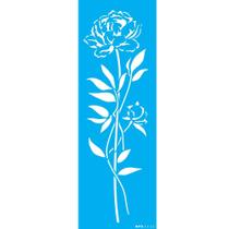 Stencil Opa 10 x 30 cm - Flor Peonia Aquarela - 3532