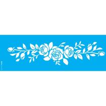 Stencil Opa 10 x 30 cm - Flores Rosas III - 3463