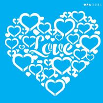 Stencil Opa 14 x 14 cm - Coração Love - 3084