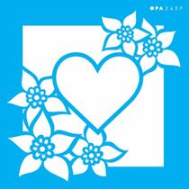 Stencil Opa 14 X 14 cm - Flor e Coração - 2437