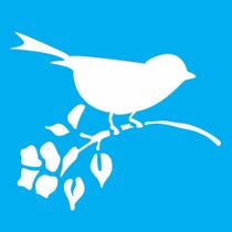 Stencil Opa 14 X 14 cm - Pássaro com Flor - 997 Stencil Opa 14 X 14 cm - Pássaro com Flor - 997