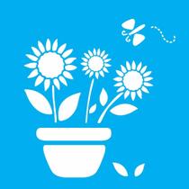 Stencil Opa 14 X 14 cm - Vaso com Girassóis - 1002 Stencil Opa 14 X 14 cm - Vaso com Girassóis - 1002