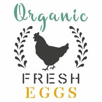 Stencil OPA 14x14 2923 FarmHouse Organic Fresh Eggs - OPA Criando Arte
