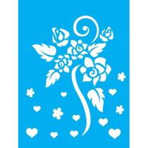 Stencil Opa 15 X 20 cm - Flores Rosas Românticas - 756 Stencil Opa 15 X 20 cm - Flores Rosas Românticas - 756