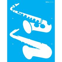 Stencil Opa 15 X 20 cm - Instrumentos Musicais Saxofone - 2572 - Opa Criando Arte