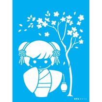 Stencil Opa 15 x 20 cm - Oriental Boneca - 3514