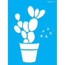 Stencil Opa 15 X 20 cm - Plantas Cactos - 2497