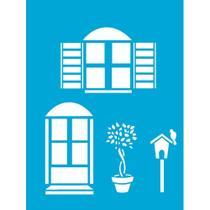 Stencil Opa 15 X 20 cm - Porta e Janela - 1068