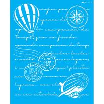 Stencil Opa 20 x 25 cm - Carta Antiga Balão - 3139 Stencil Opa 20 x 25 cm - Carta Antiga Balão - 3139
