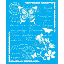 Stencil Opa 20 x 25 cm - Carta Antiga Borboleta - 3140