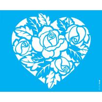 Stencil Opa 20 x 25 cm - Coração Rosas - 2630