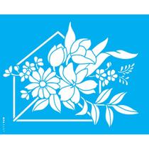 Stencil Opa 20 x 25 cm - Envelope e Flores - 3437 Stencil Opa 20 x 25 cm - Envelope e Flores - 3437