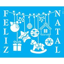 Stencil Opa 20 x 25 cm - Feliz Natal Varal - 3294