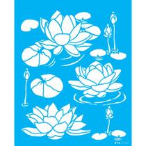 Stencil Opa 20 x 25 cm - Flor de Lótus na Água - 3502 Stencil Opa 20 x 25 cm - Flor de Lótus na Água - 3502