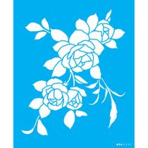 Stencil Opa 20 x 25 cm - FLOR ROSAS II - 3392