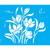 Stencil Opa 20 x 25 cm - Flores Açafrão Da Terra - 3545