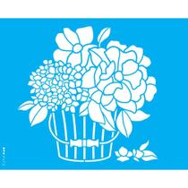 Stencil Opa 20 x 25 cm - Flores No Balde - 3472