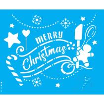 Stencil Opa 20 x 25 cm - Frase Merry Christmas Bakery - 3546