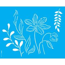 Stencil Opa 20 x 25 cm - Orgânico Flor e Folhas - 3324
