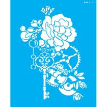 Stencil Opa 20 x 25 cm - Steampunk Artrosa e Engrenagens - 3116