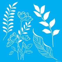 Stencil Opa 30,5 X 30,5 cm - Orgânico : Papoulas e Folhas - 3370