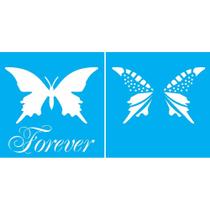 Stencil Opa Duplo 14 X 14 cm - Borboleta Forever - 1371