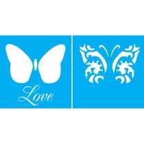 Stencil Opa Duplo 14 X 14 cm - Borboleta Love - 1373