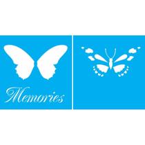 Stencil Opa Duplo 14 X 14 cm - Borboleta Memories - 1374