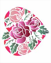 Stencil OPA Simples 20 x 25 cm - Coração Rosas 2630