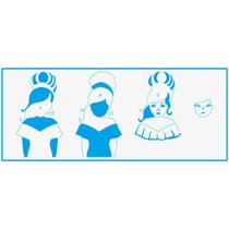 Stencil Pintura Bonecas Mulheres 42x17 Stg-085 Litoarte