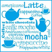 Stencil Pintura Café, Bule e Xícaras Stxx-087 20x20cm Litoarte Stencil Pintura Café, Bule e Xícaras Stxx-087 20x20cm Litoarte