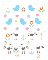 Stencil Pintura Estamparia Pássaros e Flores 2971 20x25 Opa Stencil Pintura Estamparia Pássaros e Flores 2971 20x25 Opa