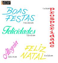 Stencil Pintura Feliz Natal Alegria e Felicidade Stnx-030 10x10 Litoarte