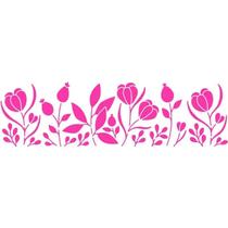 Stencil Pintura Flores e Folhas 8,4x28,5 Ste-391 Litoarte