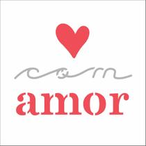Stencil Pintura Frase com Amor 3028 10x10 Opa