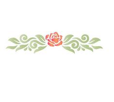 Stencil Pintura Simples Rosa Com Arabesco 17x6,5 Stp-145 - Litoarte