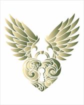 Stencil Pintura Steampunk Art Coração Cadeado 3114 20x25 Opa