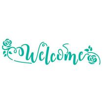 Stencil Pintura Welcome com Flores 8,4x28,5 Ste-400 Litoarte