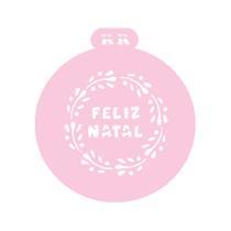 Stencil Redondo de Natal - Frase "Feliz Natal" - Ref. 4039 - 1 unidade - RR Cortadores - Rizzo