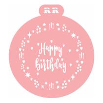 Stencil Redondo Happy Birthday - Ref.3046 - 21,5x23,5cm - 1 unidade - RR Cortadores - Rizzo Stencil Redondo Happy Birthday - Ref.3046 - 21,5x23,5cm - 1 unidade - RR Cortadores - Rizzo