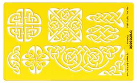 Stencil Régua Acrílica para Diário, Símbolos de Nó Celta, 19 cm x 11,4 cm - Traceease