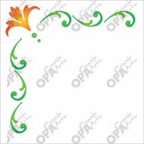 Stencil Simples Cantoneira Hibisco Opa 143 10x10 Stencil Simples Cantoneira Hibisco Opa 143 10x10