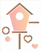 Stencil Simples Casinha de Pássaros 2179 20x25 Opa Stencil Simples Casinha de Pássaros 2179 20x25 Opa