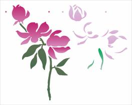 Stencil Simples Flor Magnolias 3176 20x25 Opa Stencil Simples Flor Magnolias 3176 20x25 Opa