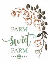 Stencil Simples Frase Farm Sweet Farm 3178 20x25 Opa