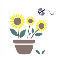 Stencil Sp. 14x14 1002 Vaso C/ Girassois Stencil Sp. 14x14 1002 Vaso C/ Girassois