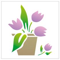 Stencil Sp. 14x14 1061 Vaso Tulipa Stencil Sp. 14x14 1061 Vaso Tulipa