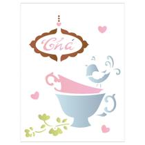 Stencil Sp. 15x20 1389 Xicara e Passaro Stencil Sp. 15x20 1389 Xicara e Passaro