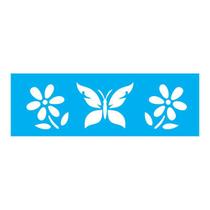 Stencil Tamako Borboleta Floral - 10X30Cm - Ref 737