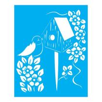 Stencil Tamako Casa Pássaros - 20X25Cm - Ref 9492 Stencil Tamako Casa Pássaros - 20X25Cm - Ref 9492
